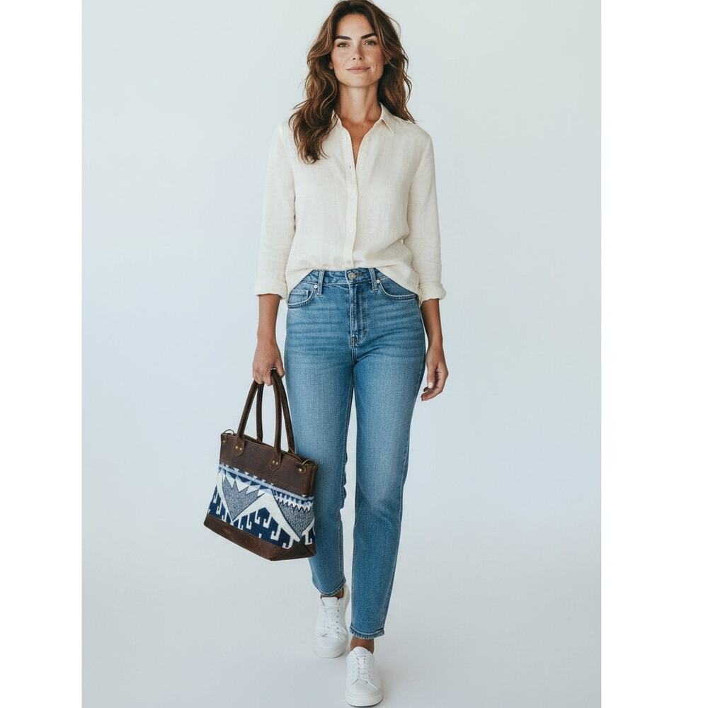 Hawks & Doves Loretta Top Handle Shoulder Purse Blue Bag Pendleton wool panel